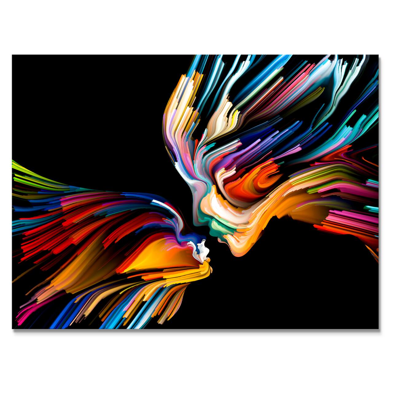 Designart - Kissing Minds Graphic Art - Abstract Canvas Art Print